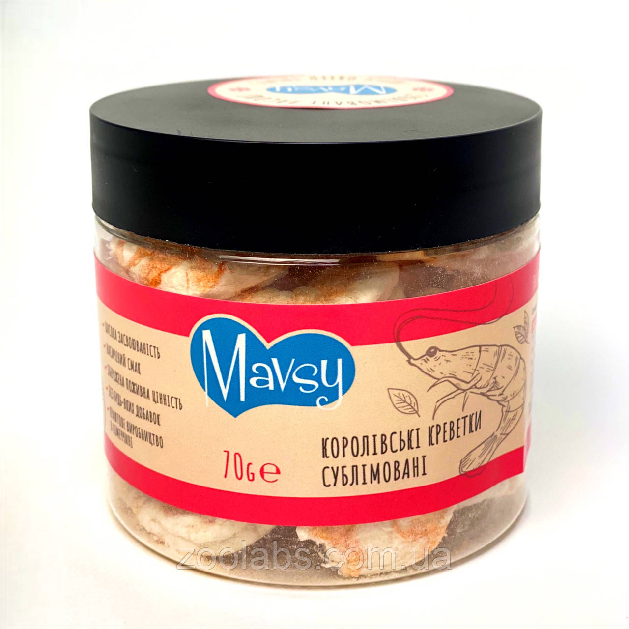 Ласощі для котів Mavsy сублімовані з королівськими креветками 70 грам