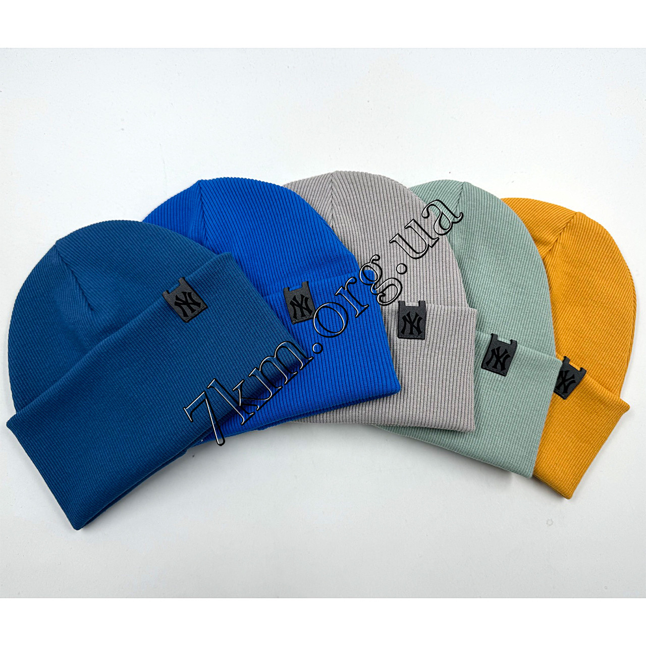 Шапка дитяча Оптом подвійний трикотаж у рубчик для хлопчиків 44-48 р.р. "NY" ABC 9104, фото 1