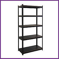 Стелаж металевий 180х90х40 см чорний Польща, міцний стелаж для дому складу архівів модульний поличний