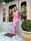 Рожевий жіночий костюм у класичному стилі: жилет і штани, фото 6