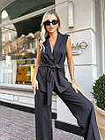 Чорний жіночий костюм у класичному стилі: жилет і штани, фото 3
