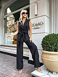 Чорний жіночий костюм у класичному стилі: жилет і штани, фото 2
