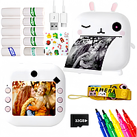 Фото камера з термодруком цифровий фотоапарат моментального друку для дітей з іграми та картою пам'яті