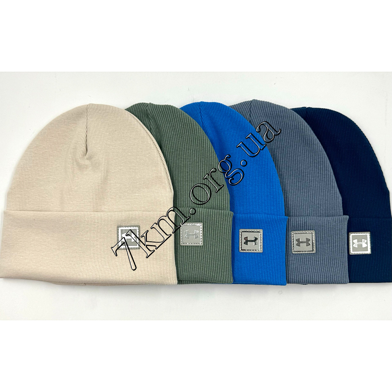 Шапка дитяча Оптом подвійний трикотаж у рубчик для хлопчиків 50-54 р.р. "H" 9081, фото 1