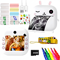 Миттєвий фотоапарат міні дитяча камера швидкого друку фотик з друком з іграми та картою пам'яті