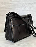 Сумочка жіноча шоколадно-чорна натуральна шкіра 105043, фото 3
