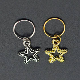 Пірсинг кільця з декором "Зірка" металеві прикраси для афрокос аксесуари для зачісок дред