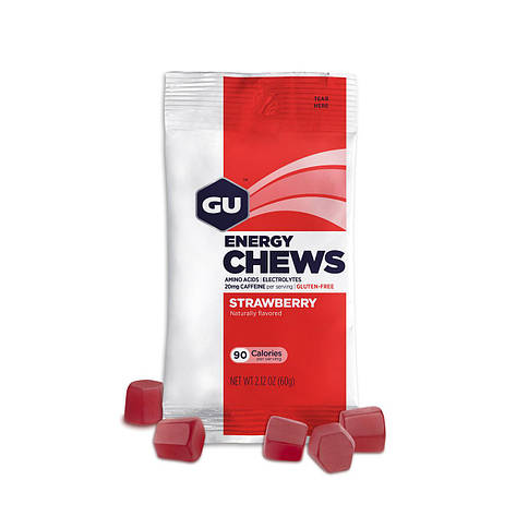 Енергетичні желейки GU Energy Chews Strawberry, 60 г (20 мг кофеїну), фото 1