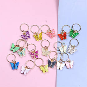 Пірсинг кільця з декором "Метелик" металеві прикраси для афрокос аксесуари для зачісок дред