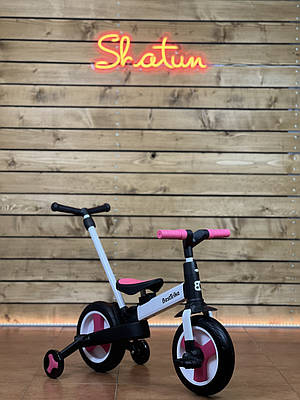 Велосипед з батьківською ручкою дитячий велосипед коляска 10" Best Trike 55475 рожевий