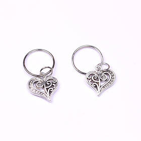 Пірсинг кільця з декором "Серце" металеві прикраси для афрокос аксесуари для зачісок дред