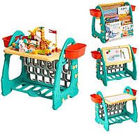 Столик — мольберт 4 в 1 (для збирання конструктора, малювання, книжкова полиця) арт. S 075