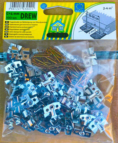 Кляймер для крепления МДФ панелей и вагонки 3мм (упаковка 100 шт.) (ID ...