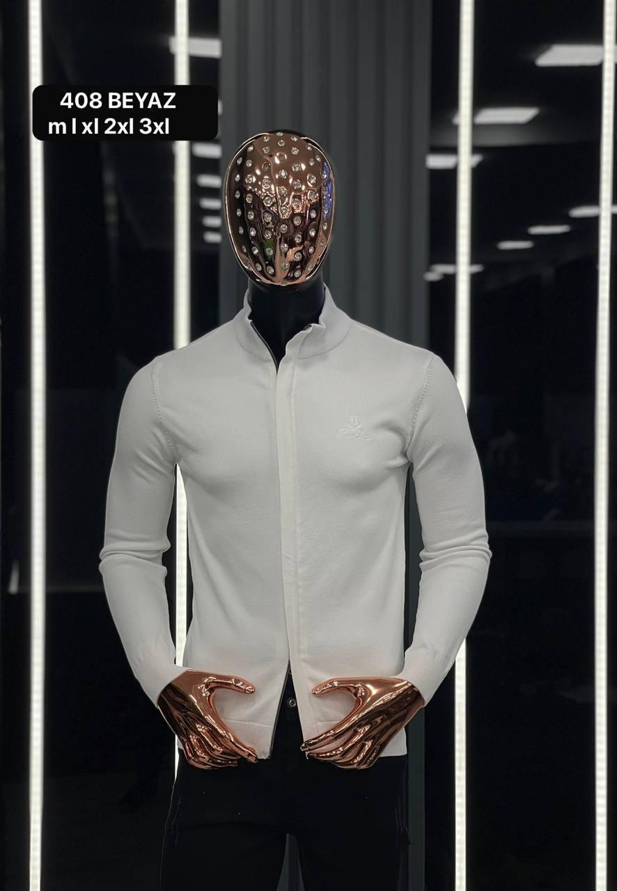 Чоловіча кофта LORO PIANA на змійці CK8379 біла XL (2XL по бірці), 2XL (3XL по бірці)