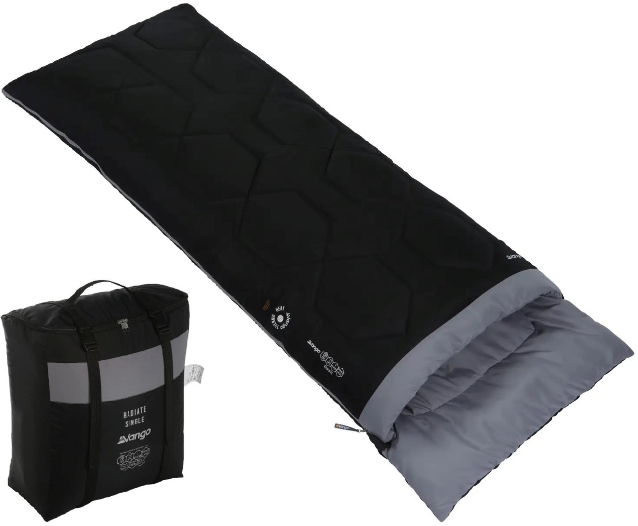 Спальний мішок з підігрівом Vango Radiate Single/-3°C, Left (Black)