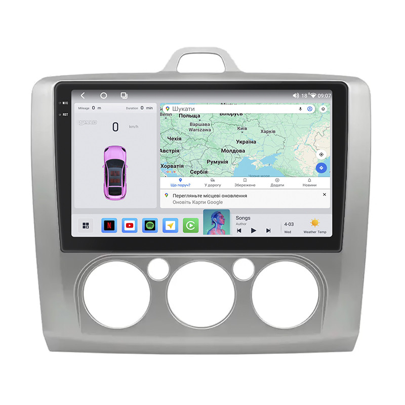 Штатна магнітола 9" Lesko для Ford Focus II (North America) 2007-2010 4/64 QLED CarPlay 360 Prime 2 шт., фото 1