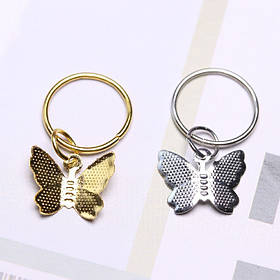 Пірсинг кільця з декором "Метелик" металеві прикраси для афрокос аксесуари для зачісок дред