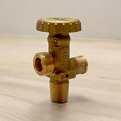 Вентиль пропановий з бічним виходом та клапаном під газові балони 5-24л з різьбою 21.8мм