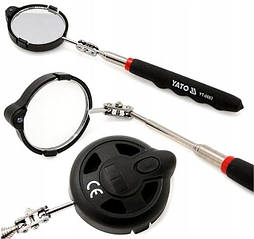 Дзеркало Ø= 54 мм інспекційне YATO з підсвітлюванням на телескоп. ручці l= 265-920 мм [10/100] YT-0663