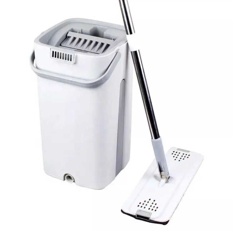 Комплект швабра та відро RIAS Cleaning Mop G3 Middle з автоматичним віджимом White-Grey (3_05328)