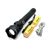 Тактичний ручний ліхтарик Bailong BL-X82-P90 2X26650 microUSB Black (3_05350), фото 2