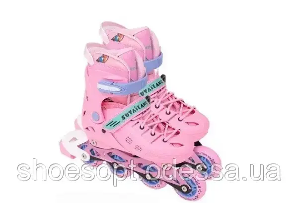 Ролики розсувні дитячі для дівчинки світяться колеса, 30-33, 34-37, 38-41, фото 1