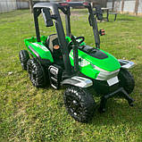 ВЕЛИКИЙ дитячий трактор - електромобіль з причепом та дахом Bambi, зелений, фото 9