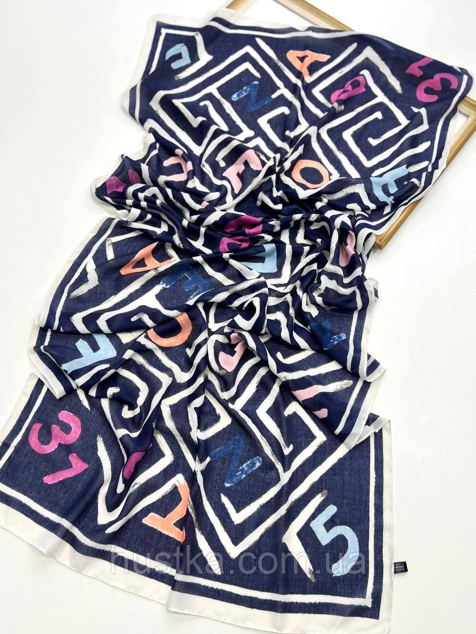 Легкий шарф палантин Домініка 180*70 см віскоза синій