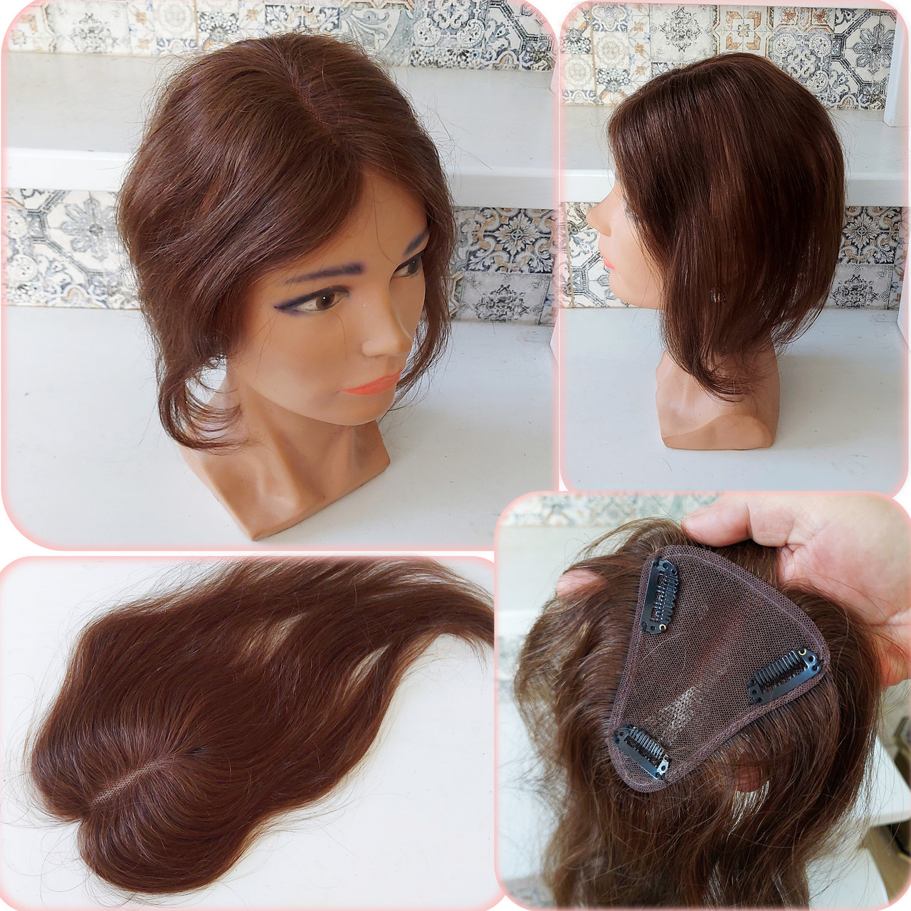 Накладка з натурального волосся на маківку, моно-система TIARA Q12"- 4, фото 1