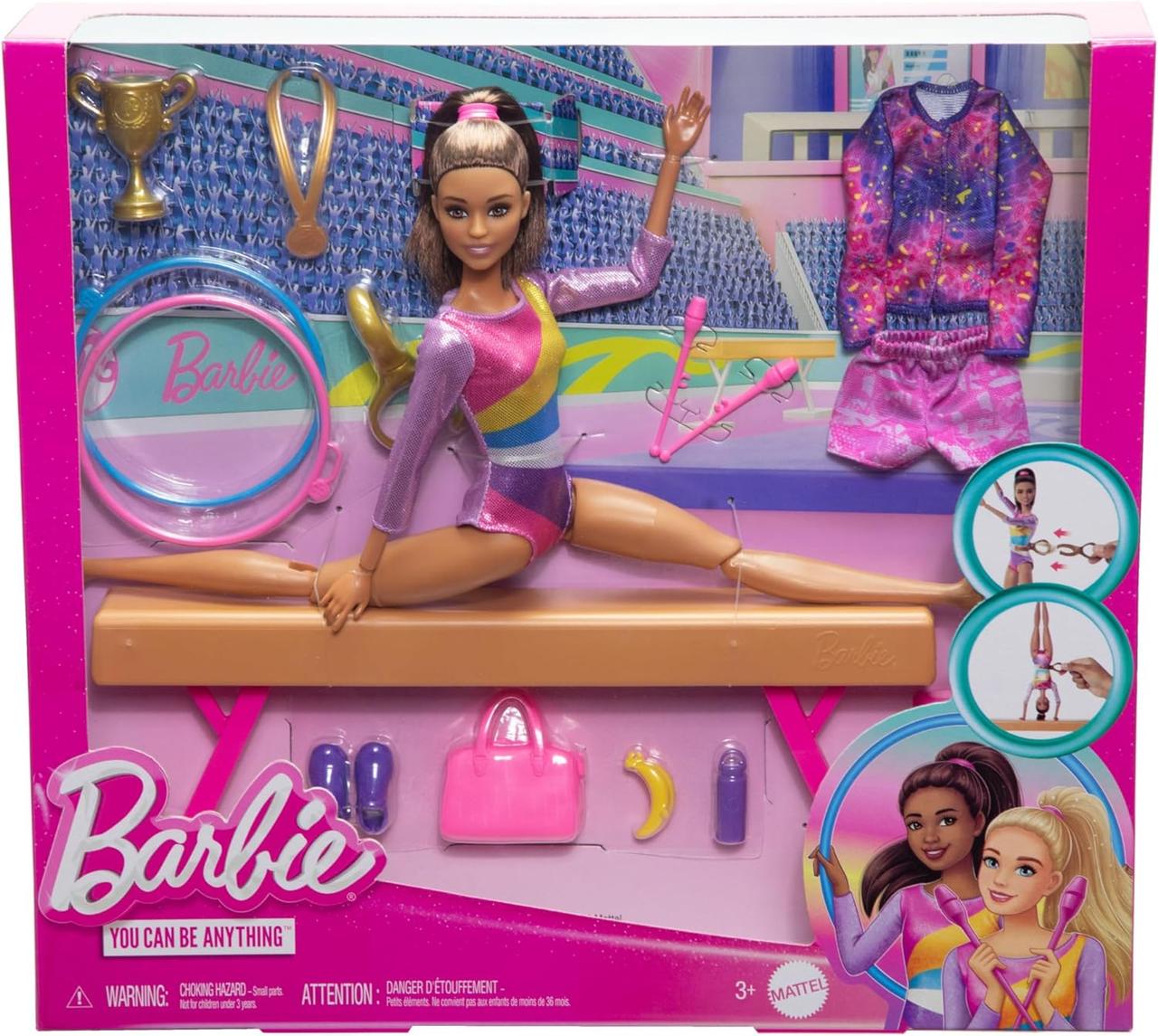 Лялька Barbie Тренування з гімнастики Барбі брюнетка гімнастка Barbie Gymnastics Set