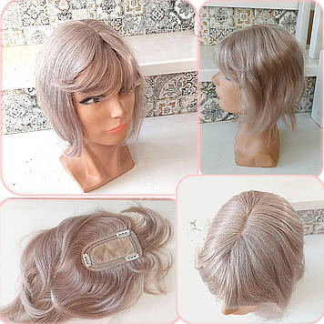 Накладка з натурального волосся з гривкою на маківку, моносистема KLEO-Q12"-101