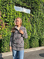 Пальто коротке на блискавці арт. 1142  чорного кольору/ чорний червона смужка