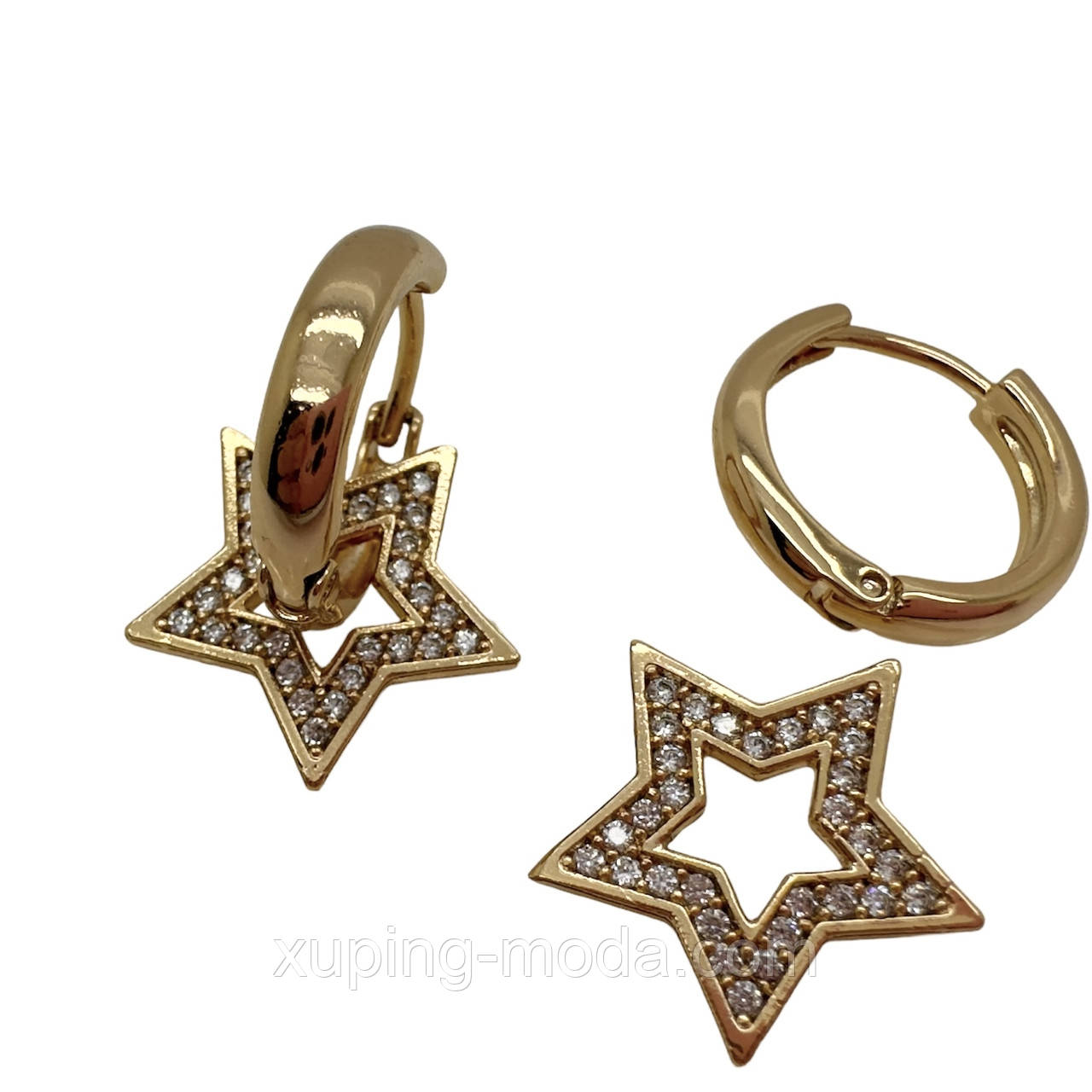Сережки ксюпінг. 20х15 мм. 18 к, фото 1