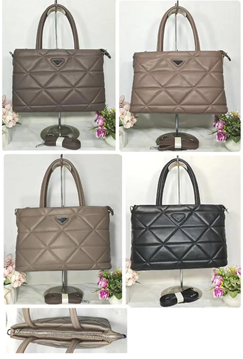 Сумочка жіноча стьобана 35*24 см на блискавці зі штучної шкіри в різних кольорах Zhenya, фото 1