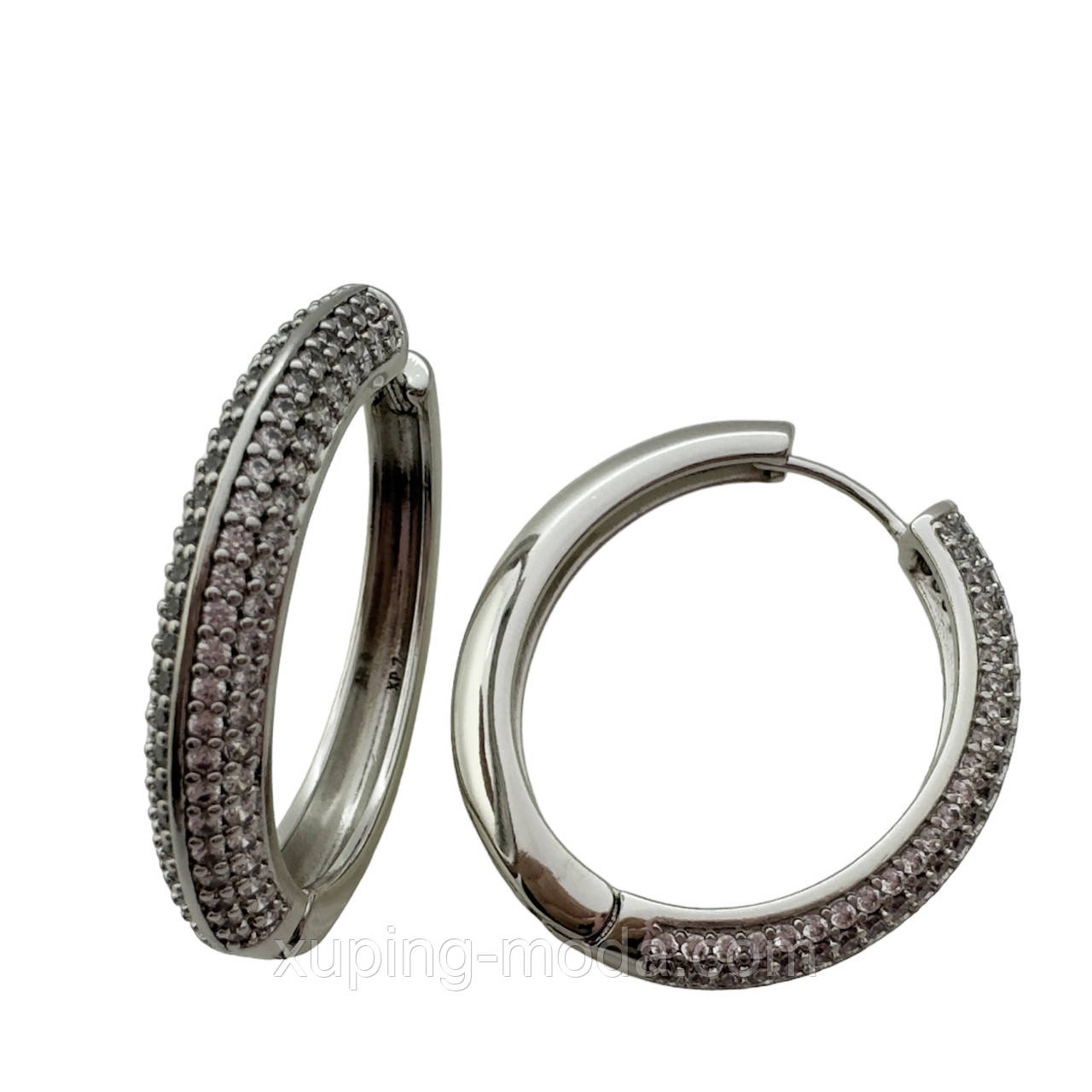 Сережки ксюпінг. 25 мм. Родій, фото 1