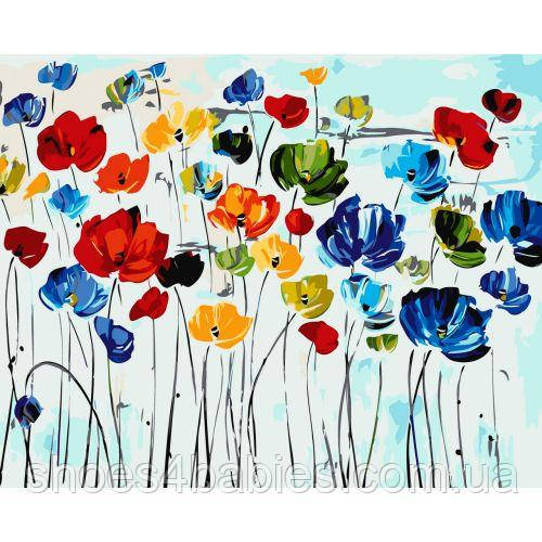 Картина за номерами "Квіти на білому тлі" 40х50 см