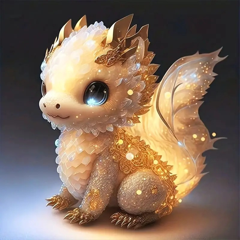 Набір 5D для творчості алмазний живопис "Золотий дракон" 20 х 20 см, фото 1