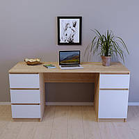 Офісний прямий стіл двотумбовий із чотирма шухлядами без ручок СП-107/1 Тіса Меблі