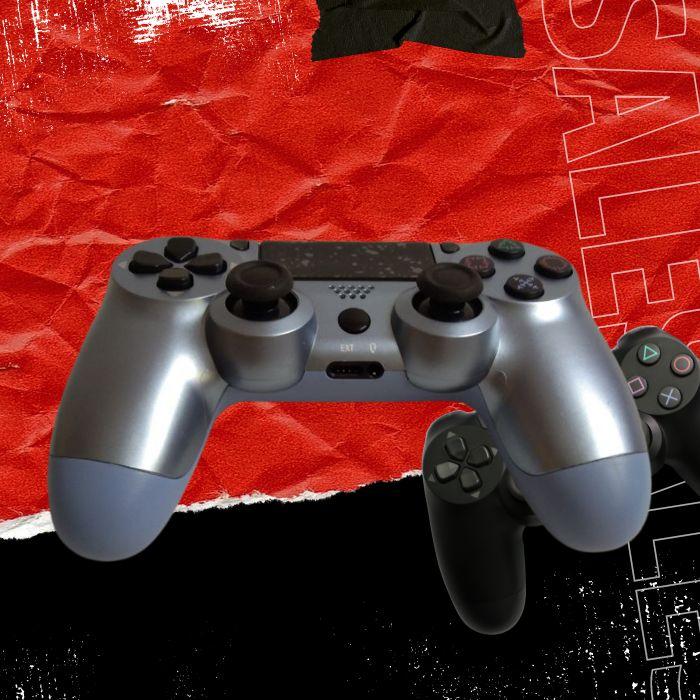 Бездротовий bluetooth джойстик DOUBLE motor vibration 4 для Sony PS4 -DS-2312-Silver, фото 1