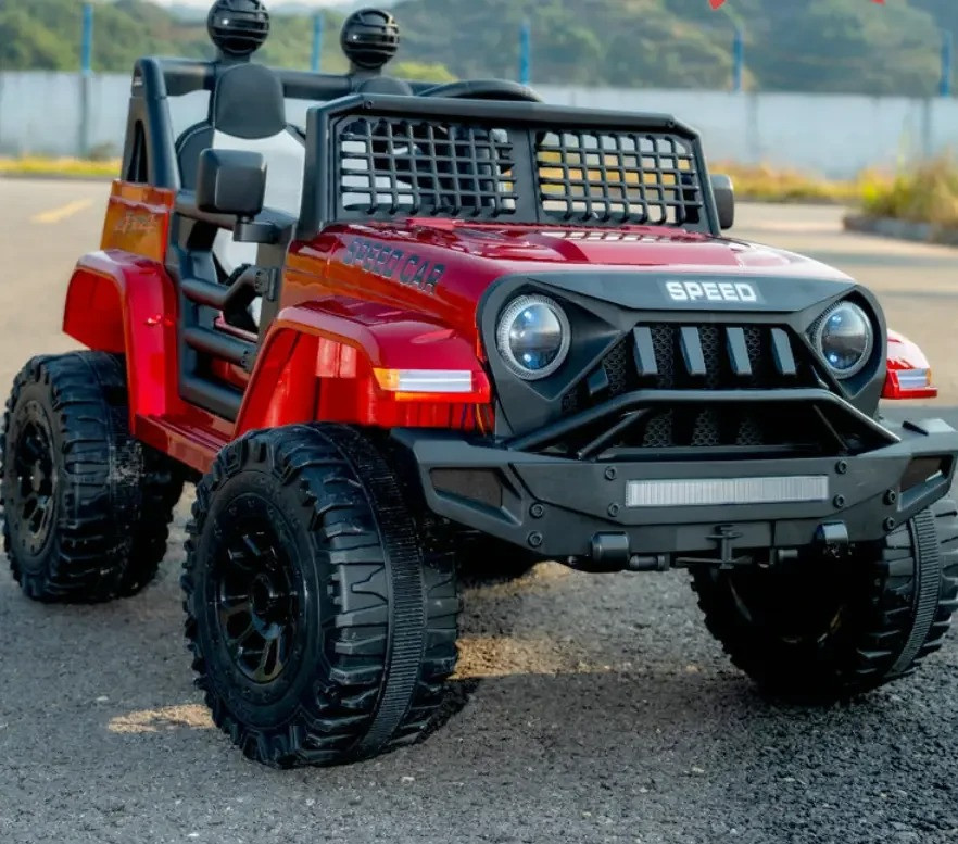 Дитячий електромобіль на акумуляторі двомісний Джип Jeep M 5836 з пультом р/у для 3-8 років фарбування Червоний