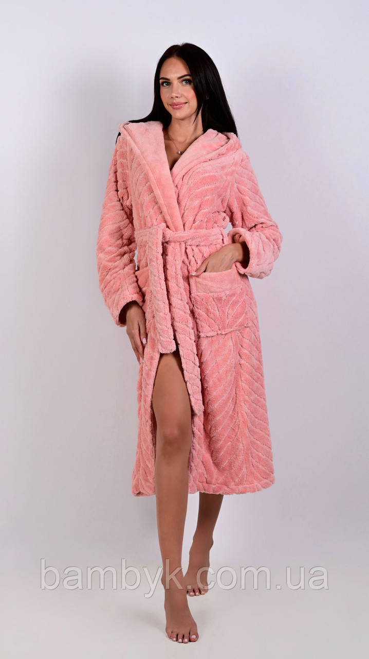Халат жіночий довгий з капюшоном дуже теплий щільний і м'який Nusa лінія HCM, фото 1