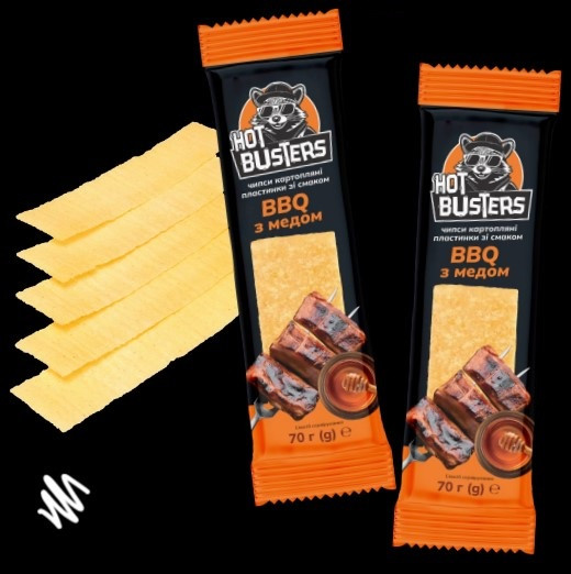 Чіпси пластинки картопляні зі смаком BBQ з медом 70г TM Hot Busters