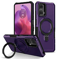 Протиударний чохол Pivot для Motorola E13 з кільцем підставкою фіолетовий