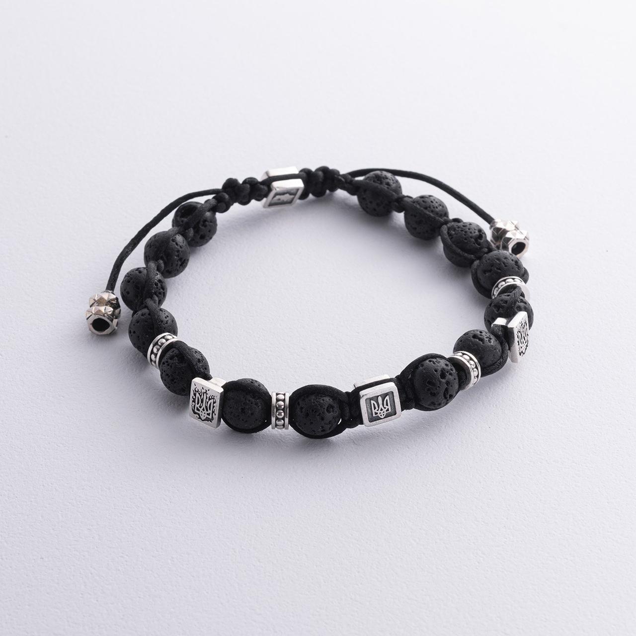 Браслет "Герб України - Тризуб" з вулканічного
каменю та срібла 1290, фото 1