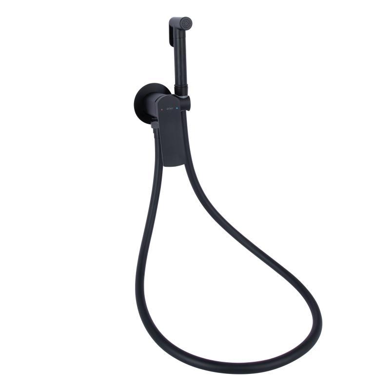 Набір для гігієнічного душу Qtap Slavonice округлий QTSLA262BLM45917 Black Matt, фото 1