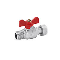 Кран кульовий з накидною гайкою прямий Karro 1/2" ВЗ PN30 метелик, нікельований