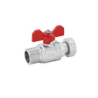 Кран кульовий з накидною гайкою прямий Karro 3/4" ВЗ PN30 метелик, нікельований