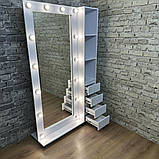 Дзеркало з полицями та шухлядами на повний зріст на колесах Led лампи 190х100 см (MP14550696), фото 2