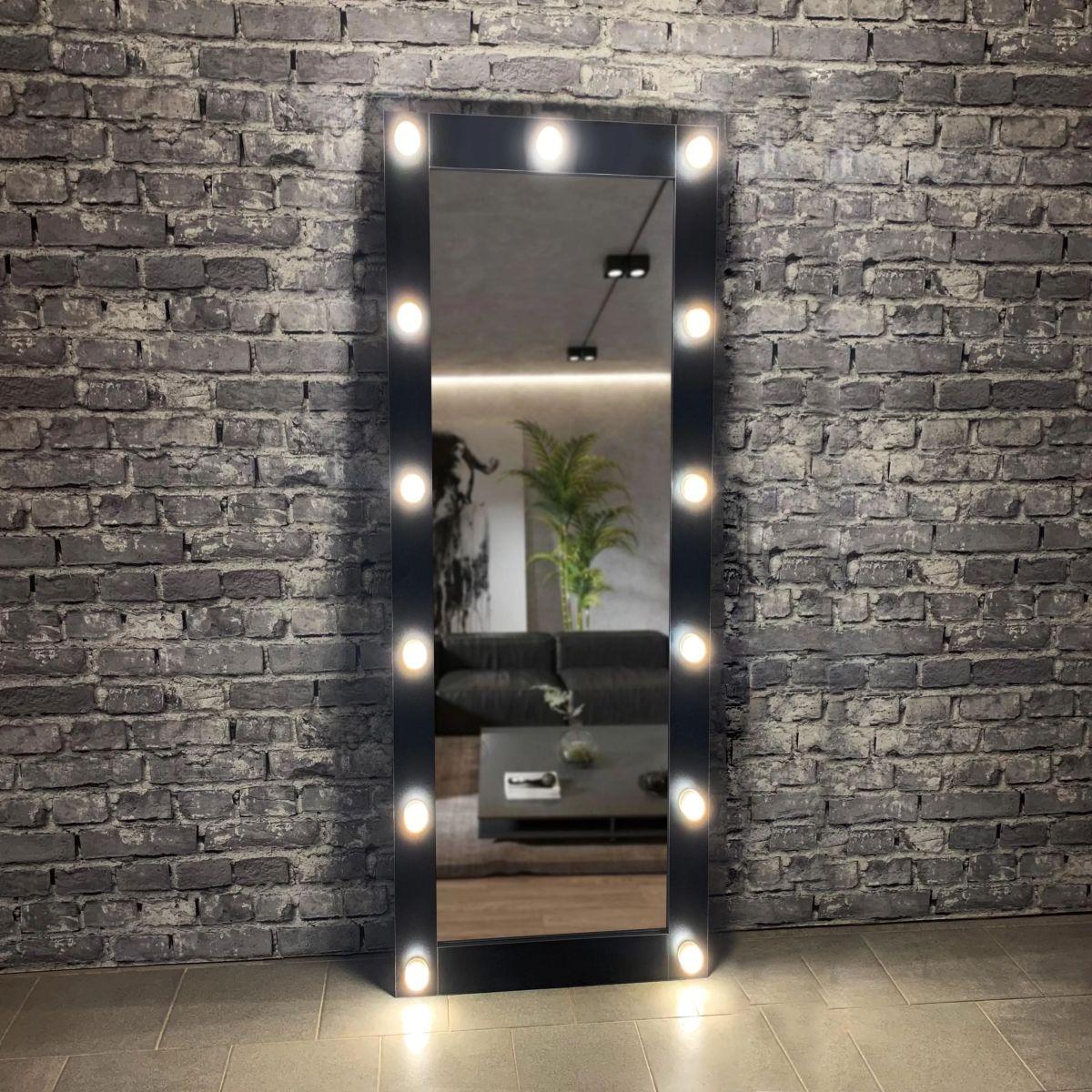 Дзеркало Led в повний зріст з лампами 190х60 см Чорний (MP11652859)