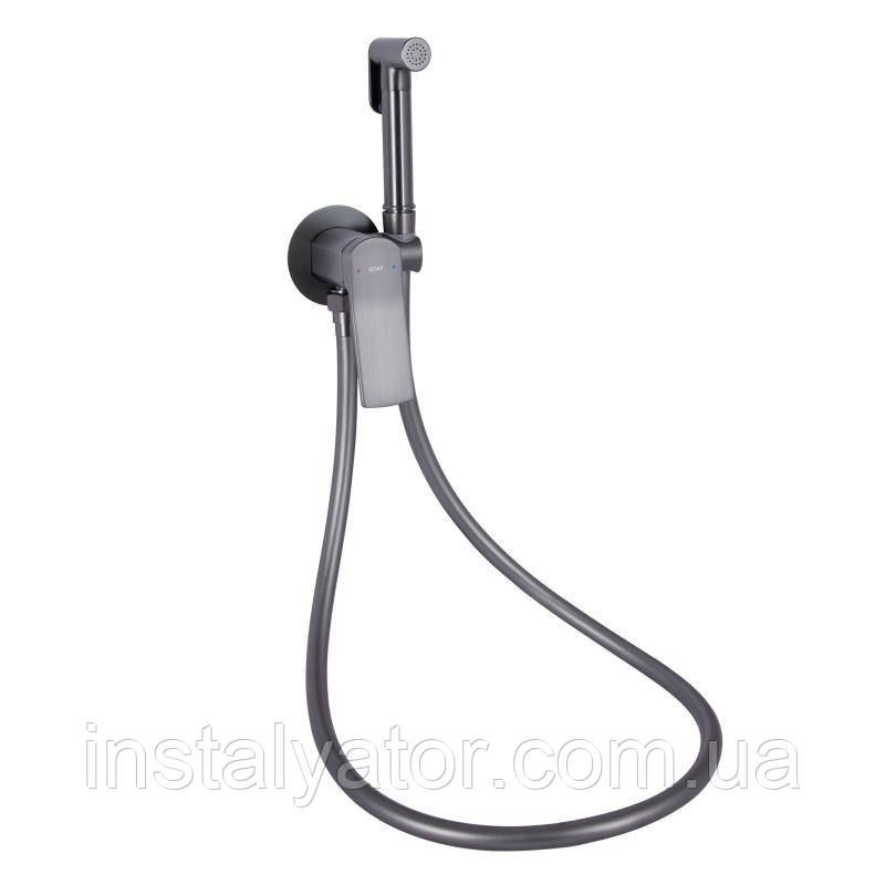 Набор для гігієнічного душу Qtap Slavonice округлий QTSLA262GMB45916 Gunmetal Black PVD